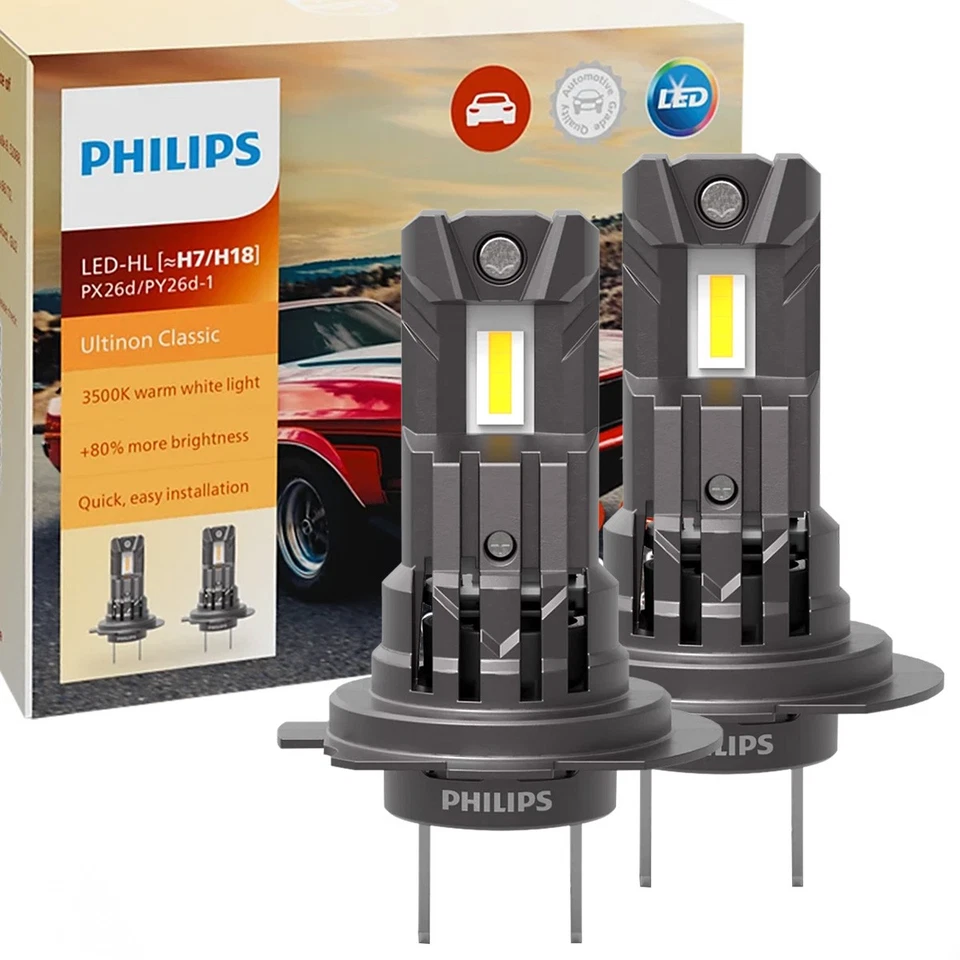 2x PHILIPS Ultinon Classic LED ABL/FL-Lampen H7/H18 12V 16W 3500K PX26d +80% - Bild 4 von 4