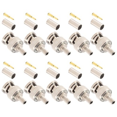 10 Sets 3-Piece BNC Male RG58 Plug Crimp Connectors K6Z46265