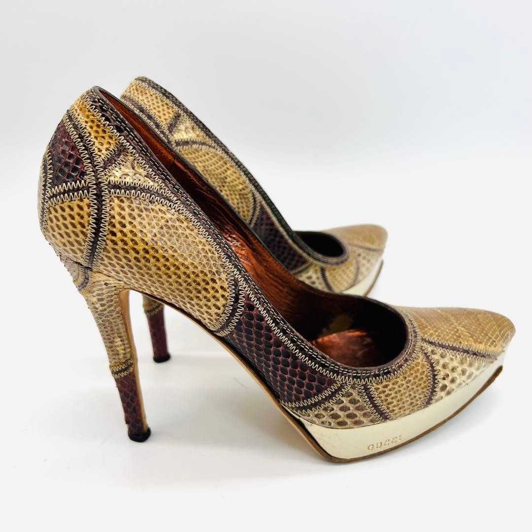 Gucci Tom Ford Python Snakeskin Platform Heels 35… - image 3