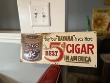 Extremely Rare Epco Havana Painted Metal Cigar Advertising Sign