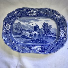 Vintage Spode Blue Room Collection Lucano Oblong Plate 26.5cm Long Serving Dish