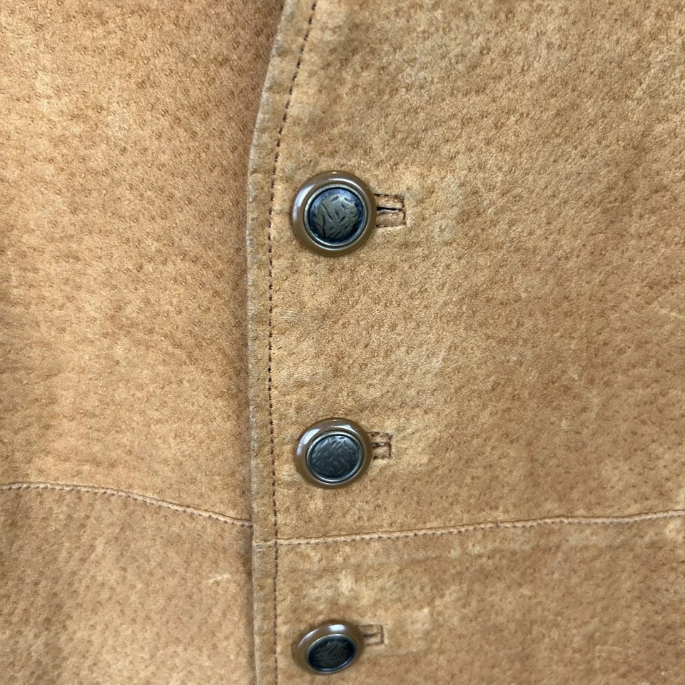 Chaleco de Cuero Beyond De Colección Para Hombres XL Western Marrón Gamuza Cuero Bicicleta Botón Foto 4 de 4