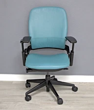 Steelcase Leap V2 Soft Teal Leather Seat and Back with Black Frame