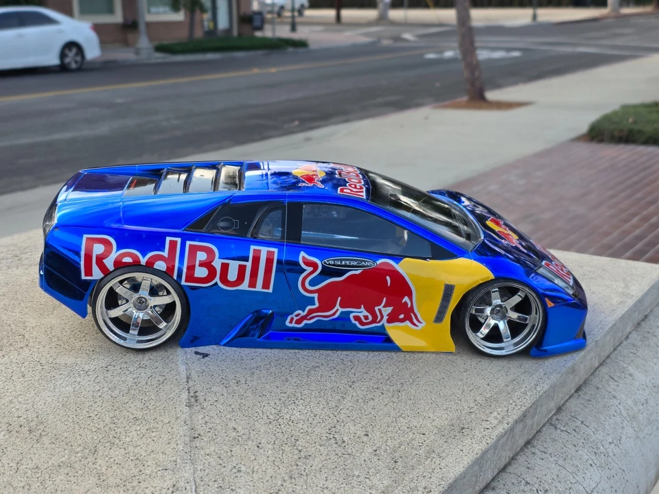 200mm 1/10 CHROME BLUE REDBULL LAMBO 4Tec2 drift HPI DC10 YD2 MST TT02 Body Only - Image 3 of 4