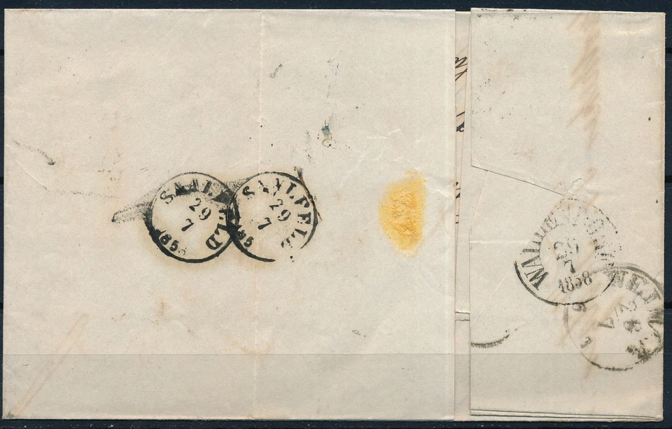 GERMANY 1858, ENTIRE FOLD COVER LETTER FROM ERFURT TO WALLENDORF. #A914 - Image 3 of 3