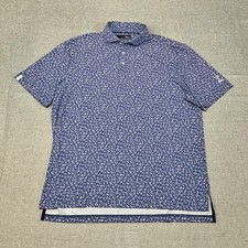 RLX Ralph Lauren Polo Shirt Mens XL Blue Floral All Over Print Golf Performance