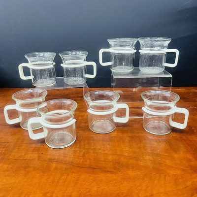 VTG Bodum Bistro Demitasse Espresso 2.5  Cups w/ White Handle Set of 8