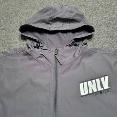 UNLV Running Rebels Jacket Large Gray Windbreaker Quarter Zip Pullover Hoodie
