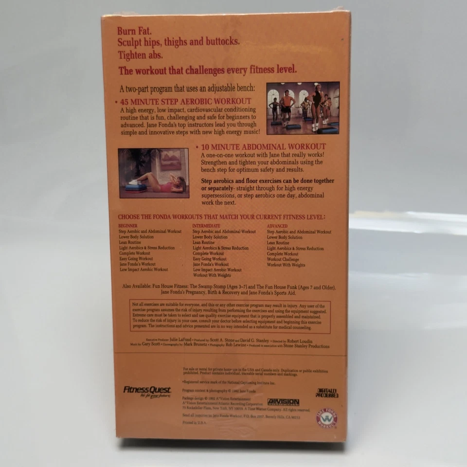 Vintage Jane Fonda Step Aerobic Abdominal Workout VHS 1992 Sealed Exercise Tape - Image 2 of 4