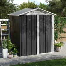 5x4 FT Outdoor Storage Shed Metal Garden Shed with Hinge Door for Backyard Patio