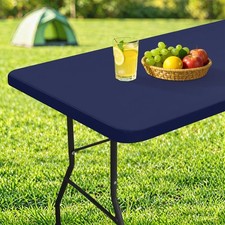 Rectangle Table Cloth Cover, Water-Resistant Polyester Elastic Fitted