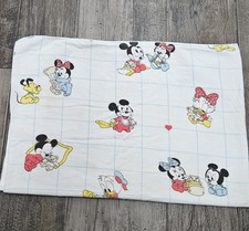 Vintage Dundee Disney Mickey Minnie Flannel Receiving Baby Blanket Hearts READ 