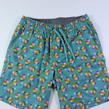 Hurley Mens Board Shorts Teal Palm Tree Rainbow Print Swim Trunks Medium