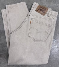 Vintage Levi's 550 Jeans Sz. 28x26.5 Tan Denim Orange Tab USA Made 90s Relaxed
