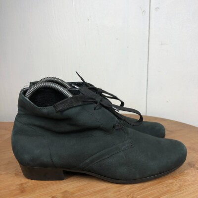 Munro Boots Womens 7 W Shoes Ankle Classic Lace Up Casual Black Leather Comfy