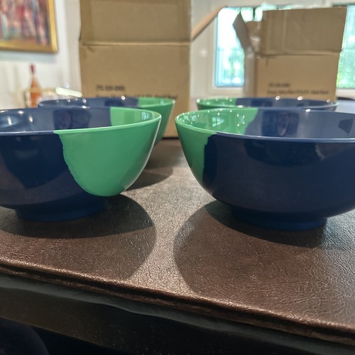 Thomas Fuchs 1/3 & 2/3 Melamine Bowl Set Of 12 green and navy BRAND NEW - Picture 2 of 6