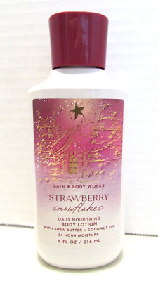 NEW Bath and Body Works Strawberry Snowflakes Daily Nourishing Body Lotion 8 oz