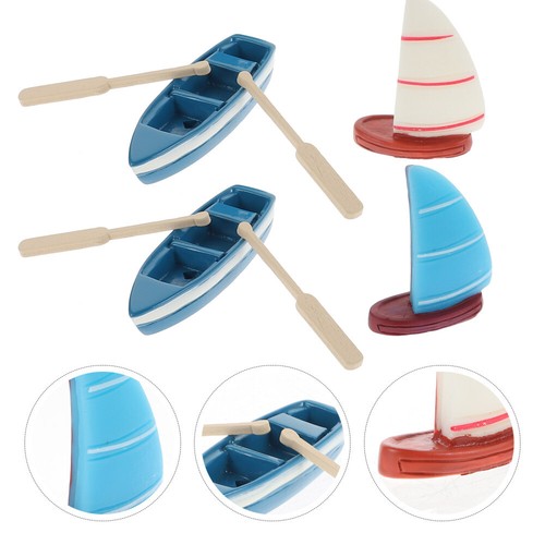 Wooden Sailboat Decoration Wood Boat officiel Oars Small Wood Boat Statue