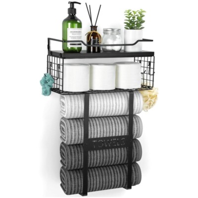 Bath Robe Storage Simple iron bath towel bathrobe storage Multi-purpose roll paper ...