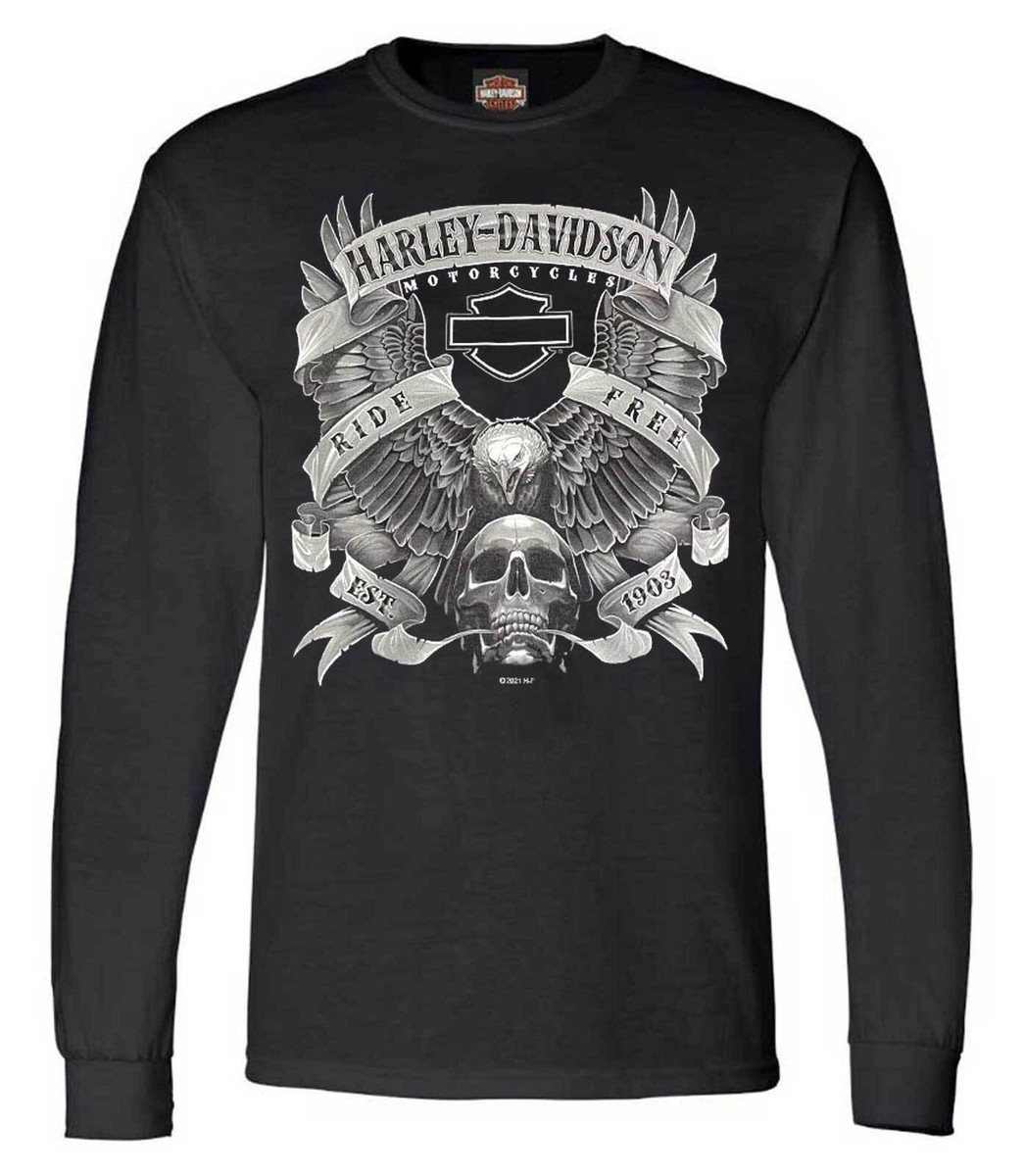 Harley-Davidson Men's Fastened Bar & Shield Crew-Neck Long Sleeve
