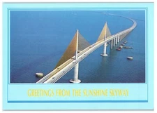 RPPC Greetings From The Sunshine Skyway Tampa Bay Florida Postcard