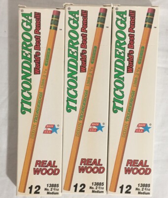 Yellow Barrel 12 per pack Ticonderoga Woodcase Pencil F #2.5 Set of 3