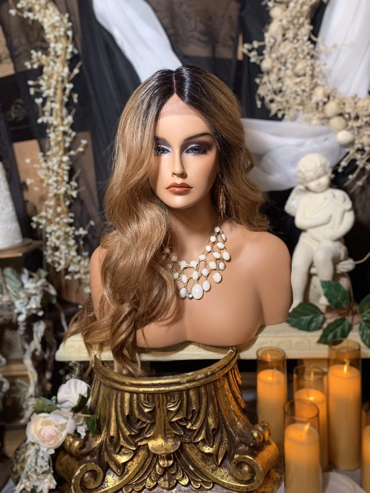 LINDA PERUCA DE MISTURA DE CABELO HUMANO 30” LOIRA GENGIBRE ENRAIZADA, FRENTE DE RENDA COM PEÇA! - Imagem 4 de 4