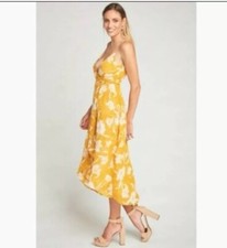 Show Me Your Mumu Meghan Wrap Midi Dress Medium Yellow Gold Floral Size Large