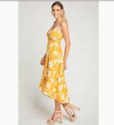 Show Me Your Mumu Meghan Wrap Midi Dress Medium Yellow Gold Floral Size  Large | eBay