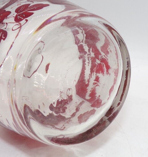 Bohemian Victorian Ruby Overlay Hand Blown Decanter Etched Hunting Scene & Vines - Picture 11 of 11