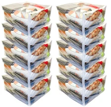 10-Pack Clear Vinyl Zippered Storage Bags 23 x 23 x 12 Inch