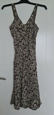 NEW LOOK SLEEVELESS BROWN BEIGE FLORAL SEQUIN BEAD ASIAN INSPIRED MIDI DRESS 12