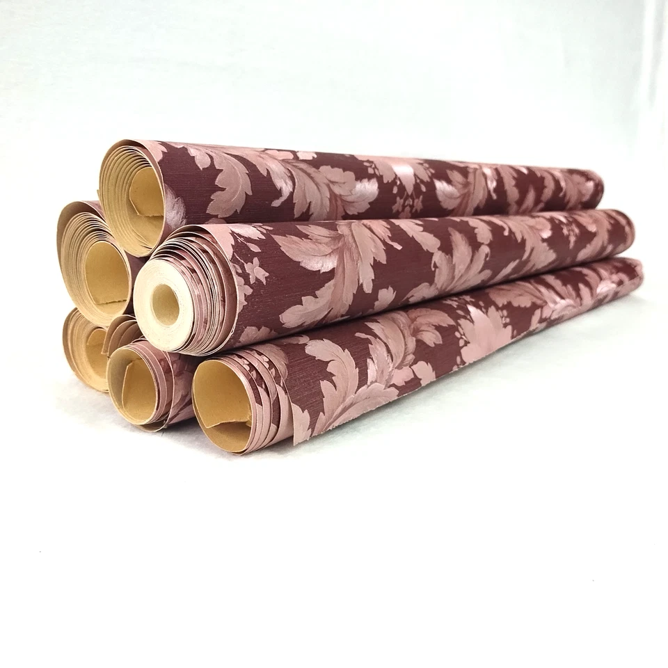 Victorian Burgundy Ornate Classic Damask Wallpaper textured 1.7 ft x 38.61 ft - Image 2 of 4