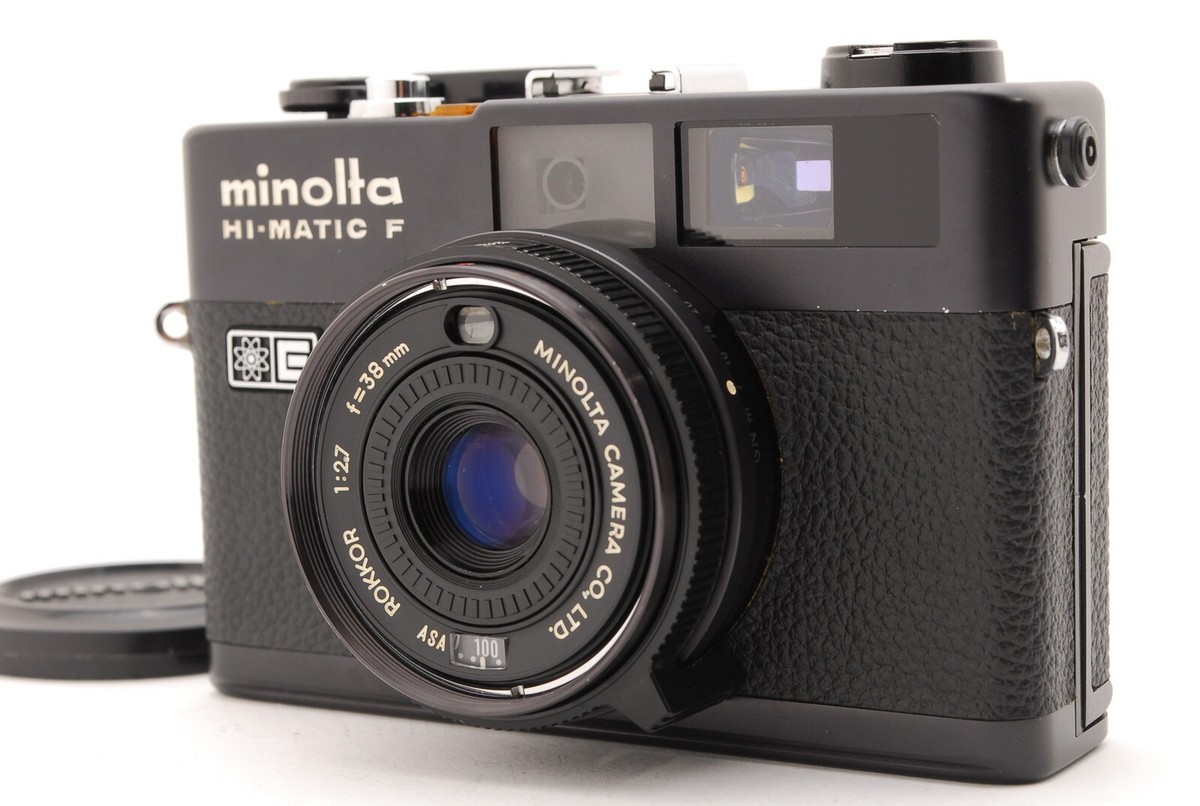 OVERHAULED TOP MINT Minolta HI-MATIC F Black Body 35mm Film