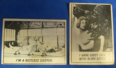 Vintage Lot of 2 Trading Cards Monster Laffs  #1 + #25 circa 1960s AIP Inc.