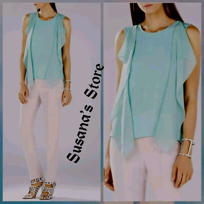 NWT BCBG MAXAZRIA SIZE M Ivorie Ruffle Cascade Open Back Top $158 Fashion!!