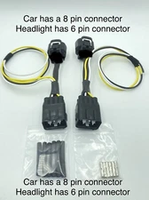 8 - 6 Pin Adapter To Use Aftermarket Headlight  Vland Ect. On Toyota 86
