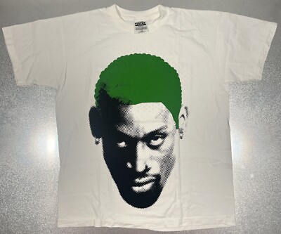 Vtg Dennis Rodman Big Face L Single Stitch Nike Bootleg