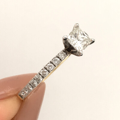 0.96ct Princess Cut Diamond Engagement Ring in 14k Yellow Gold | eBay