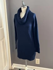 AB Studio Sweater Dress Navy Blue Turtleneck 100% Acrylic Style 0481D7A -NWOT
