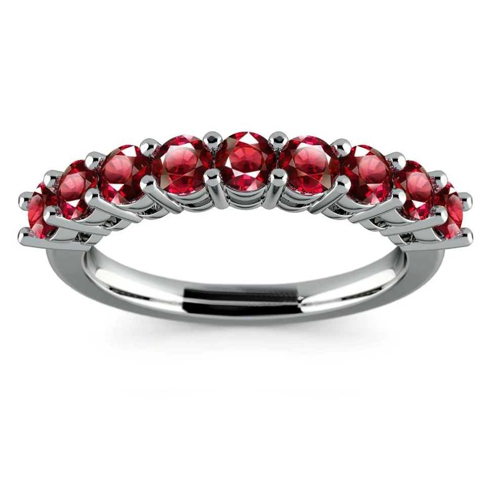 1.00 Ct Natural Ruby Engagement Wedding Beautiful Ring 14K White Gold Size 4 - Image 2 of 4