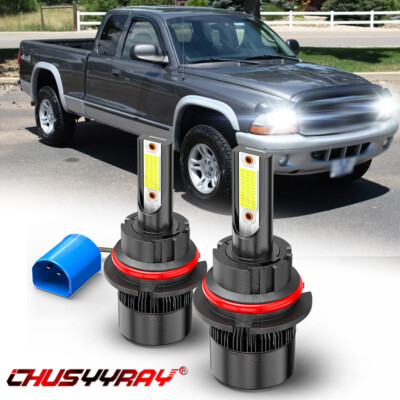 For Dodge Dakota 1997-2004 LED Headlight High/Low Beam Bulbs Combo Clear White