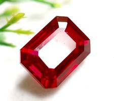 EGL Certified 10.55 Ct Natural Mozambique A Red Ruby Emerald Cut Loose Gemstone