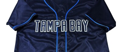 Tampa Bay Rays Chandler Simpson Autographed Pro Style Navy Blue Jersey BAS 