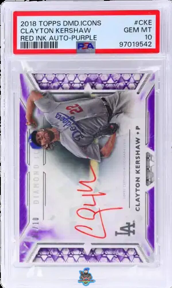 Clayton Kershaw Los Angeles Dodgers 2018 PSA 10 Tops Diamond Icons Red Ink Auto Purple #RIACKE 1/10 