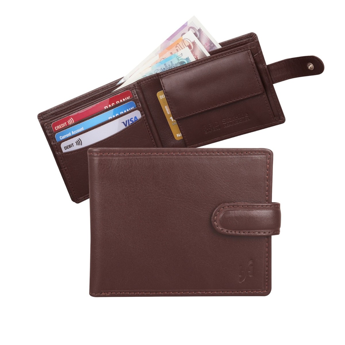 STARHIDE Men's RFID Blocking Genuine Leather Wallet - Coin Pocket, ID Window, Gift Box (Brown, 12x9.8cm) - View #5