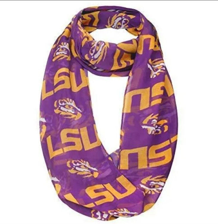 NEW FOCO NCAA LSU Tigers Infinity Scarf Purple Team Color Lightweight Spirit