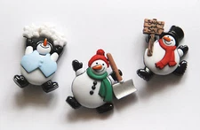 Roly Poly Snowmen Buttons /  Dress It Up Christmas # 7493 / 3 Winter Snowmen