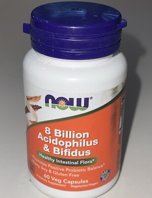 NOW Foods 8 Billion Acidophilus & Bifidus 8 Billion Cfu 60 Veg Caps