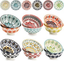 12 Pack Small Ceramic Bowls, Colorful Porcelain Ice Cream Bowl, 10 Fl-oz Asso...